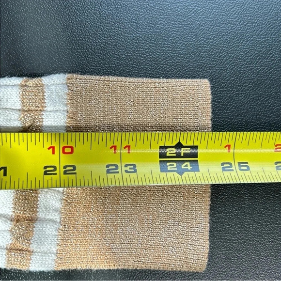 Talbots Women's Small Sweater Gold Stripe Wool Blend Metallic Preppy Holiday - Picture 13 of 16